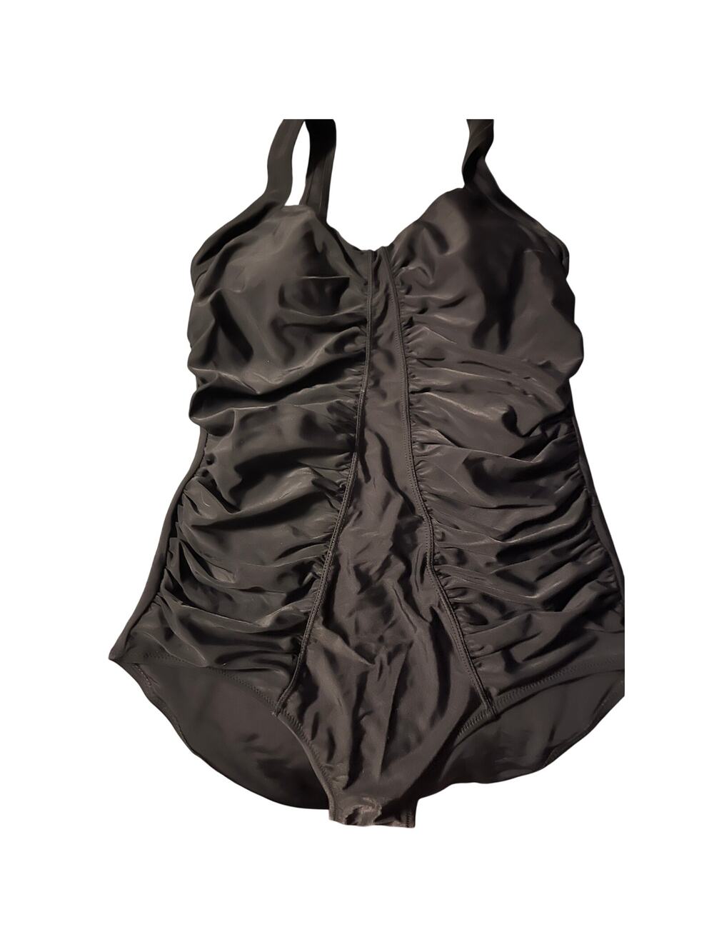 Elegant Black Ruched One-Piece Swimsuit | Slimming Fit | XXL
